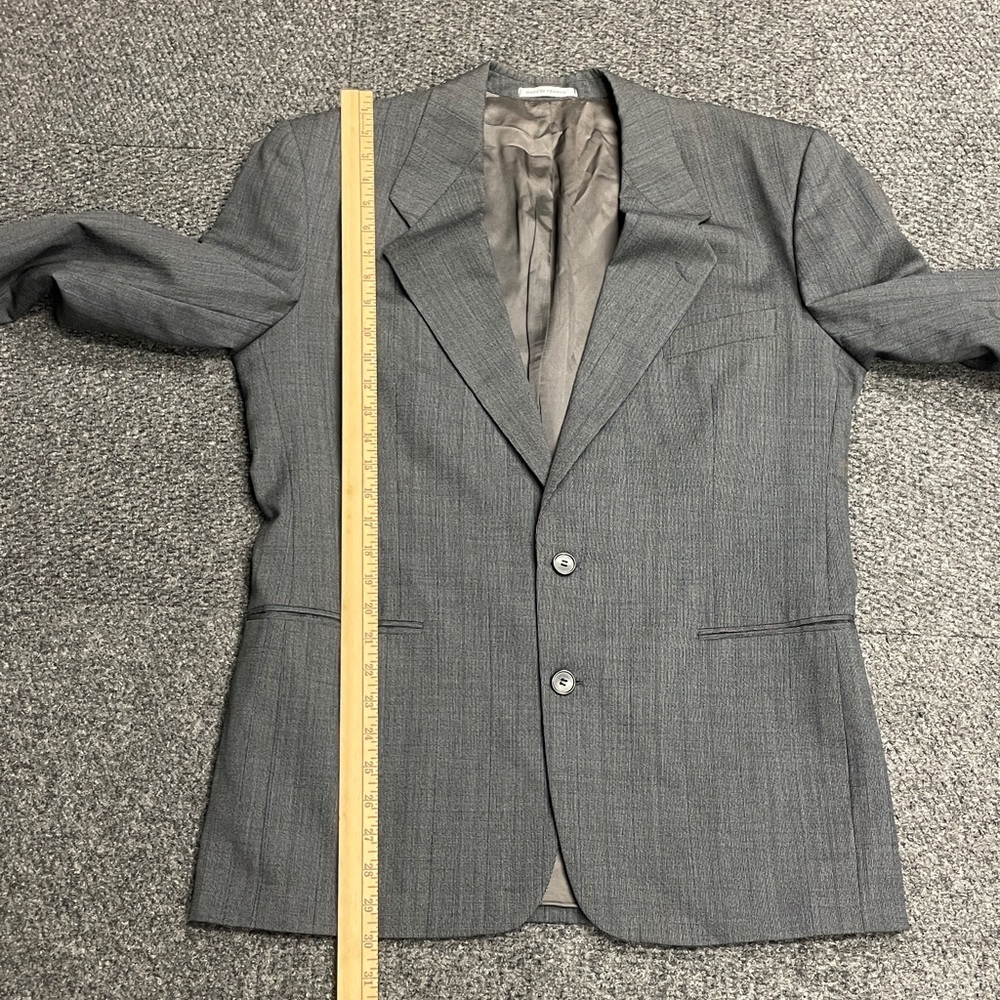 Mens YVES Saint LAURENT Gray Blue Striped 2 Button Blazer France 44S Wool - Picture 8 of 8